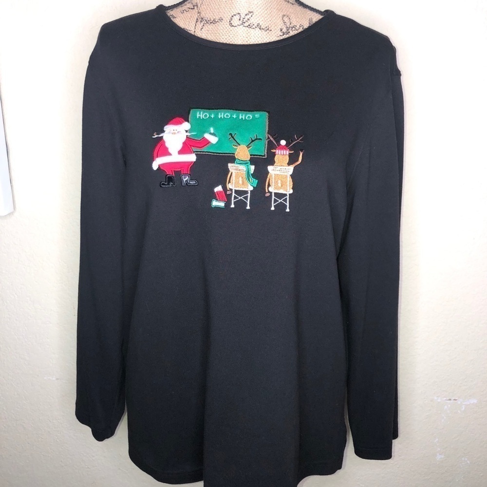 Vintage Bechamel Christmas Santa Teacher Top